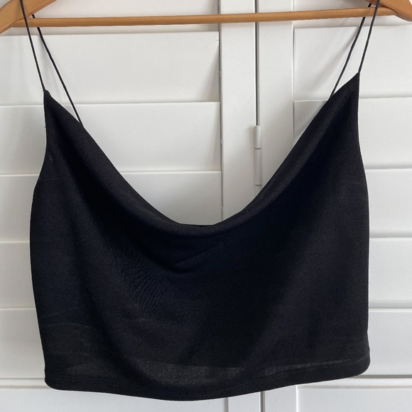 Black Cowl Neck Cropped Top - Picture 1 of 2